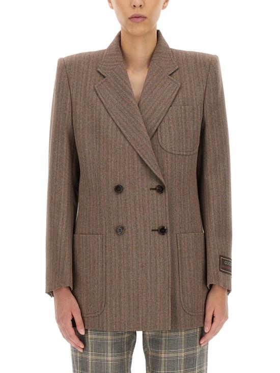 26FW 구찌 헤링본 울 더블 자켓 703283 ZACZE2255 BROWN