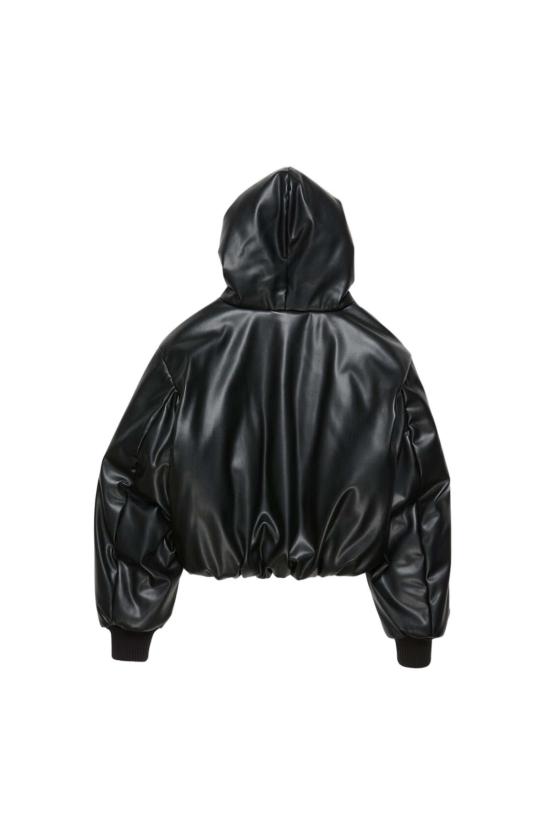  아크네 스튜디오 자켓 후드 인조 가죽 재킷 블랙 - ACNE STUDIOS