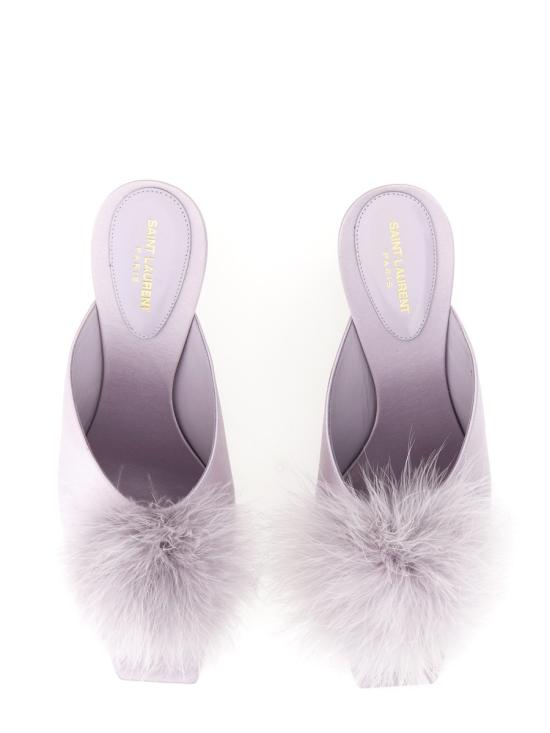 26SS 생로랑 크레이프 새틴 페더 메이 뮬 718218 1UU001720 LILAC - SAINT LAURENT