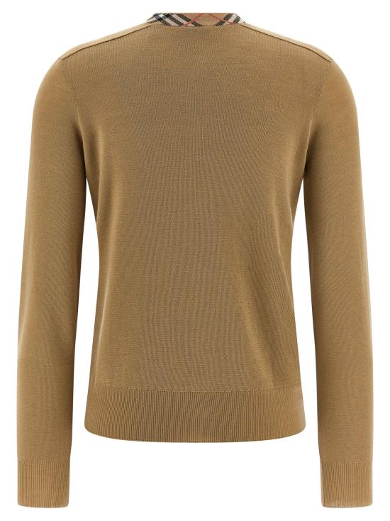 25FW 버버리 체크 트리밍 울 가디건  8112164FLAX - BURBERRY