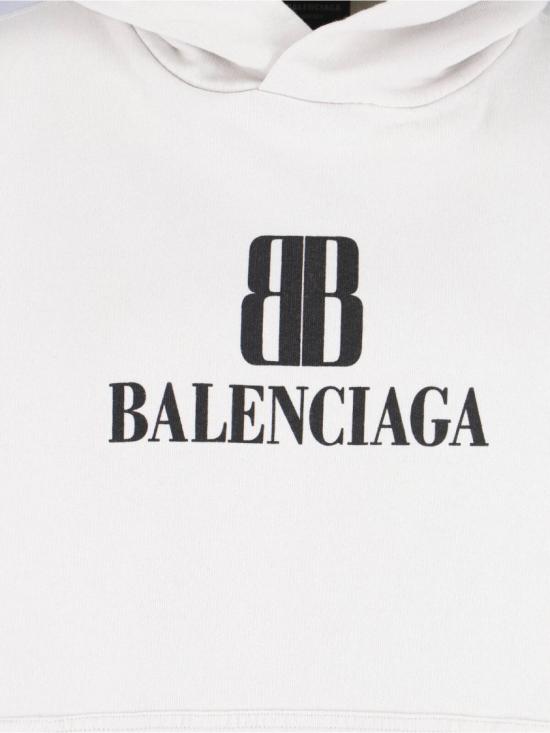 25FW 발렌시아가 로고 후드 티셔츠 818433 TSVO39012 White - BALENCIAGA