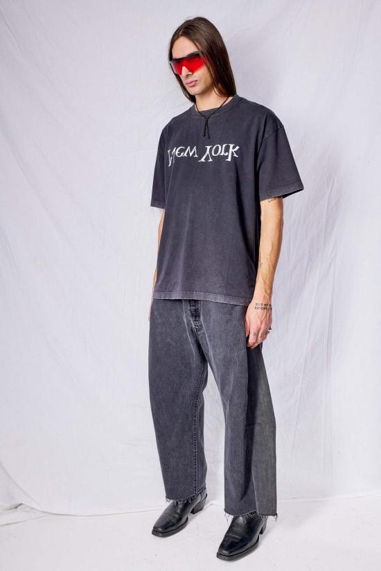  어셈블리 뉴욕 반팔 티셔츠 조립 워시드 블랙 페이디드 뉴욕 로고 티셔츠 - ASSEMBLY NEW YORK