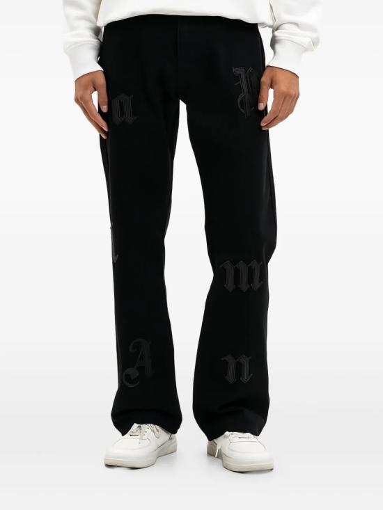 25FW 팜앤젤스 로고 디테일 데님 팬츠 PMYA041F25DEN001 1010 BLACK BLACK - PALM ANGELS