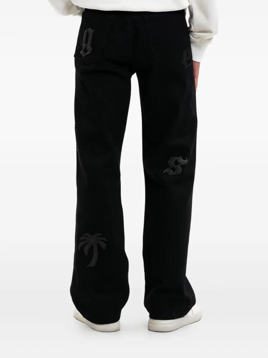 25FW 팜앤젤스 로고 디테일 데님 팬츠 PMYA041F25DEN001 1010 BLACK BLACK - PALM ANGELS