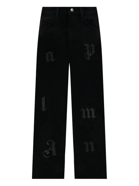 25FW 팜앤젤스 로고 디테일 데님 팬츠 PMYA041F25DEN001 1010 BLACK BLACK - PALM ANGELS