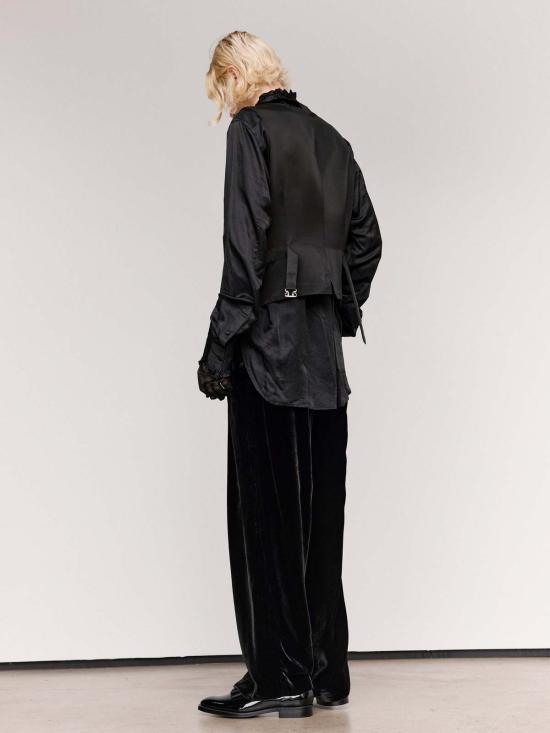  타카히로미야시타 더 솔로이스트 베스트 . 블랙 울 개버딘 조끼 - TAKAHIROMIYASHITA THE SOLOIST.