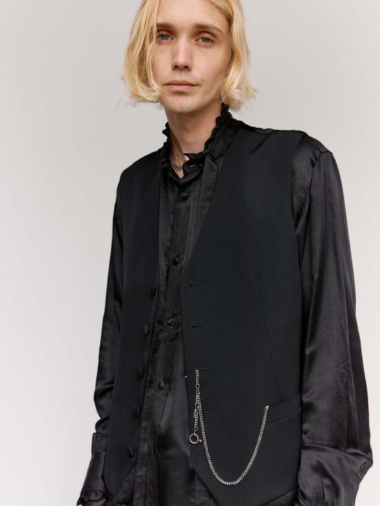  타카히로미야시타 더 솔로이스트 네크리스 . 다크 실버 싱글즈 알버트 체인 - TAKAHIROMIYASHITA THE SOLOIST.