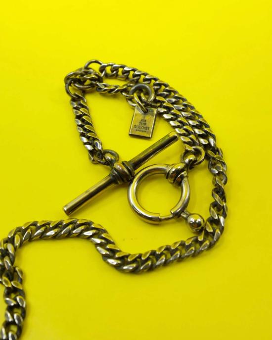  타카히로미야시타 더 솔로이스트 네크리스 . 다크 실버 싱글즈 알버트 체인 - TAKAHIROMIYASHITA THE SOLOIST.