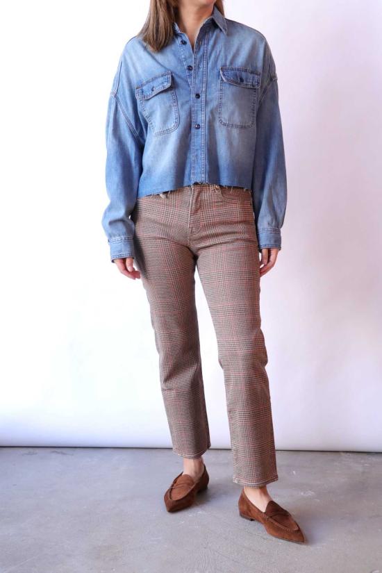  알13 데님 팬츠 R13 로미오 진 브라운 글렌 플래드 - R13