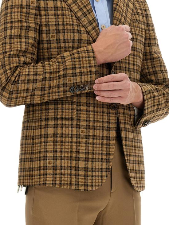 26FW 구찌 더블 G 체크 울 자켓 770384 ZAOWN2337 BEIGE - GUCCI