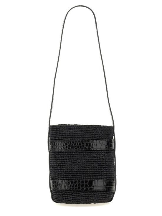  마네비 숄더백 L9 8CT RAFFIA LEATHERBLACK BLACK