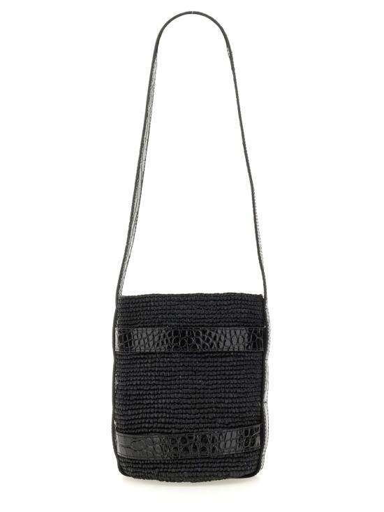  마네비 숄더백 L9 8CT RAFFIA LEATHERBLACK BLACK - MANEBI