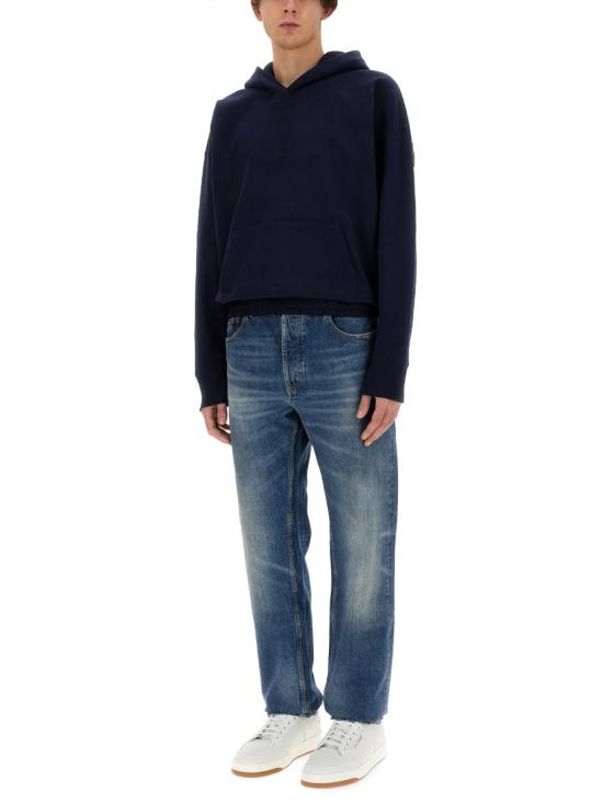 26FW 생로랑 프론트 로고 자수 후드 773358 Y36SW4140 BLUE - SAINT LAURENT