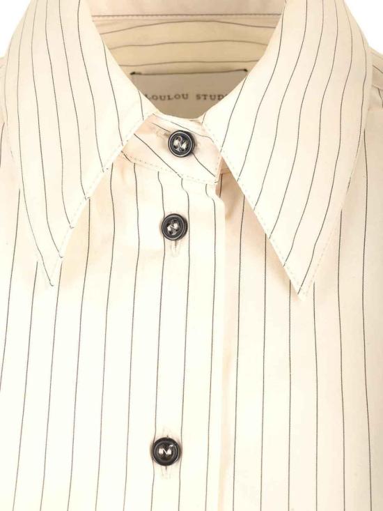  루루 스튜디오 셔츠 ALIMSTRIPESIVORYBLACKSTRIPES White - LOULOU STUDIO