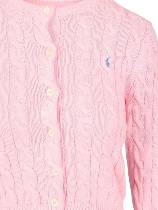  폴로 랄프로렌 포니 로고 자수 케이블 니트 크루넥 가디건 211891643004 Pink - POLO RALPH LAUREN