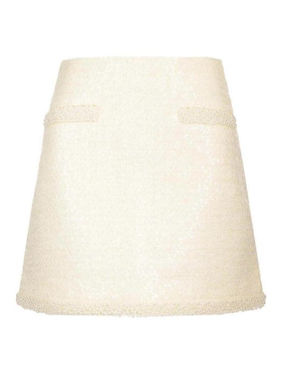 25SS 셀프 포트레이트 미디 스커트 RS25164SKCCREAM White