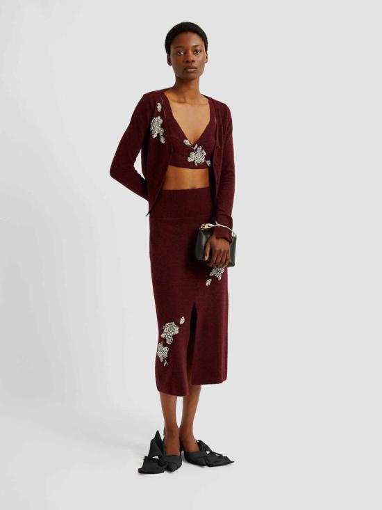 25FW 에르뎀 미디 스커트 PF25 KS2 30015002 NIGHTSHADNIGHTSHADE Red - ERDEM