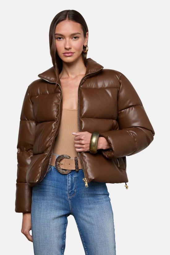  라장스 봄버 자켓 라센 비건 레더 퍼퍼 재킷