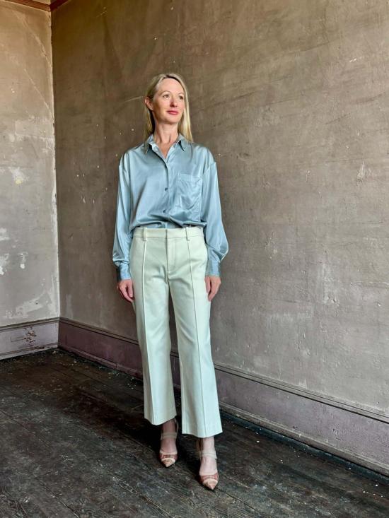  포르테포르테 블라우스 포르테 포르테 스트레치 실크 새틴 셔츠