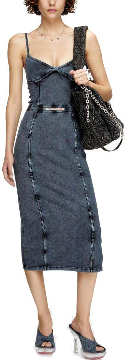 25FW 디젤 미디 원피스 A183580KIBY01A BLUE - DIESEL