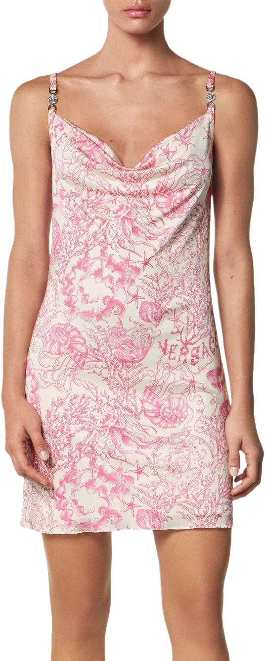 25FW 베르사체 미디 원피스 10210211A152235K660 PINK - VERSACE