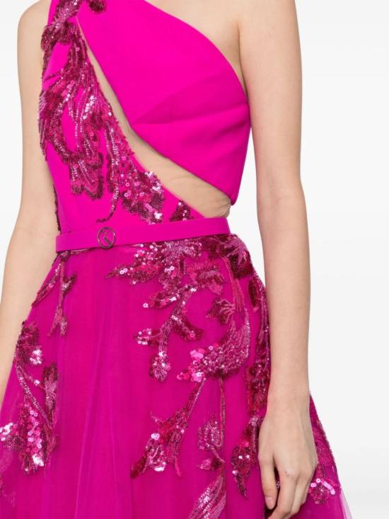  사이드 코베이시 롱 원피스 플로럴 비즈 장식이 있는 얇은 명주 비즈 드레스 - SAIID KOBEISY