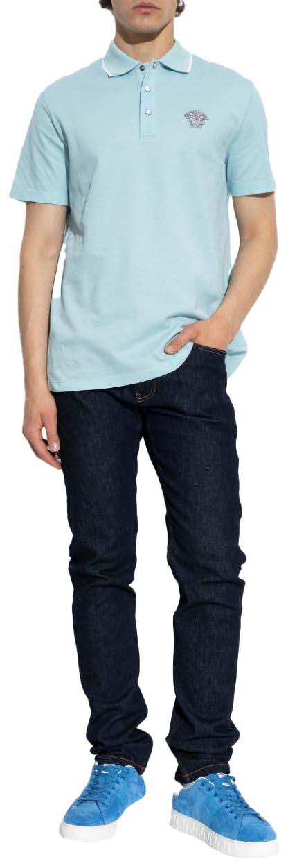 25FW 베르사체 폴로 티셔츠 10139061A149751VG40 BLUE - VERSACE