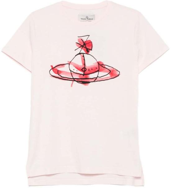 25FW 비비안웨스트우드 페루 드론 ORB 티셔츠 3G01003XJ001MG404 PINK