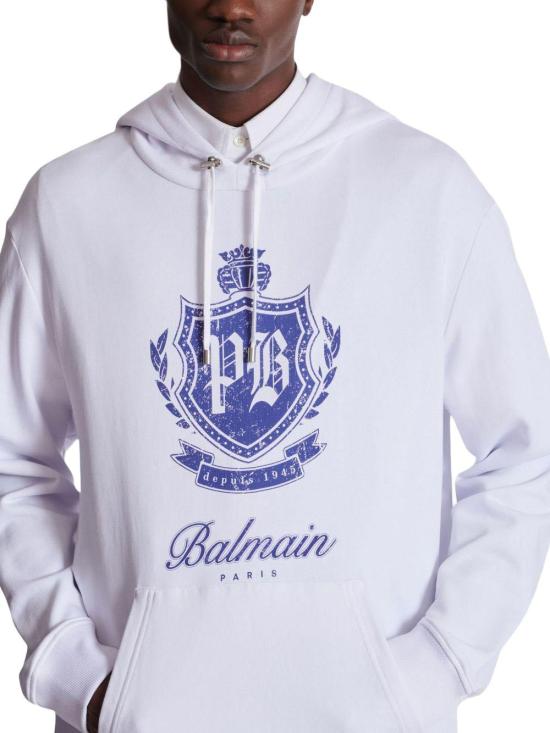 25FW 발망 후드 티셔츠 FH0JT255GF30GWX WHITE - BALMAIN