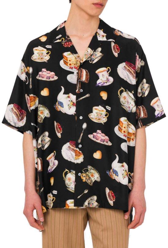 25FW 모스키노 반팔 셔츠 A021352591555 BLACK - MOSCHINO