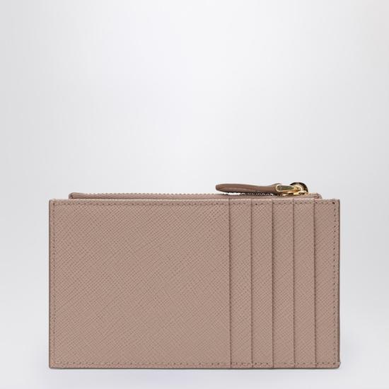  프라다 사피아노 가죽 지퍼 카드 지갑 1MC086QHH Beige - PRADA
