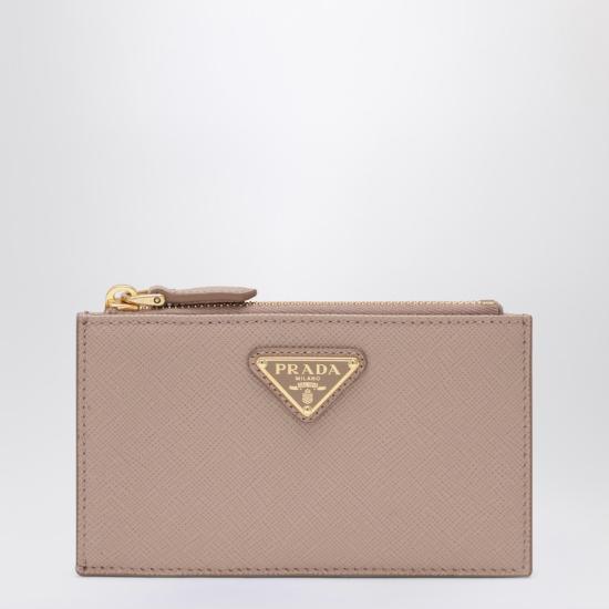  프라다 사피아노 가죽 지퍼 카드 지갑 1MC086QHH Beige