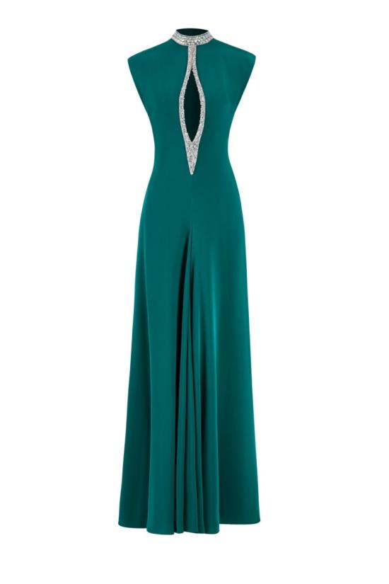  사이드 코베이시 롱 원피스 크리스탈 장식 롱 드레스