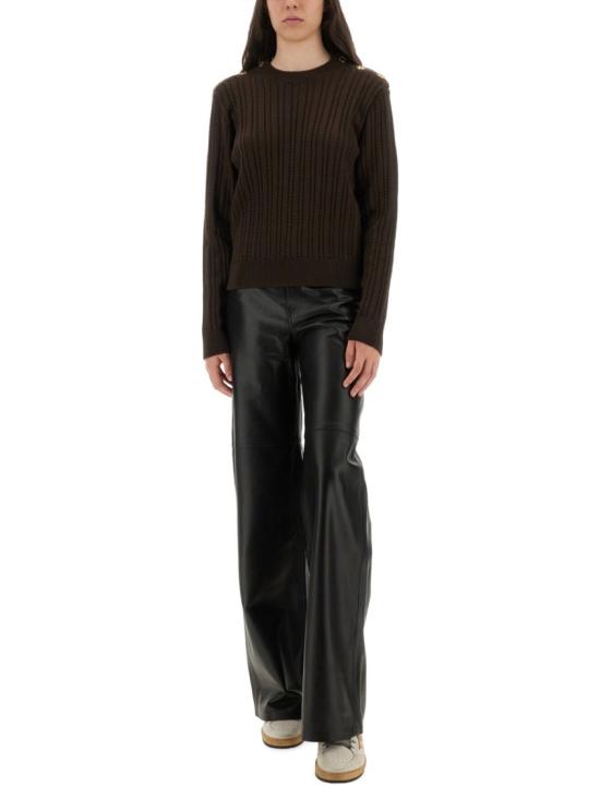 25FW 골든구스 골드 버튼 울 블렌드 크루넥 스웨터 GWP02467 P00211090108 Black - GOLDEN GOOSE