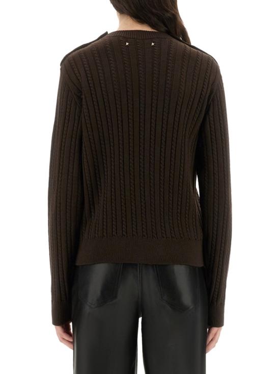 25FW 골든구스 골드 버튼 울 블렌드 크루넥 스웨터 GWP02467 P00211090108 Black - GOLDEN GOOSE
