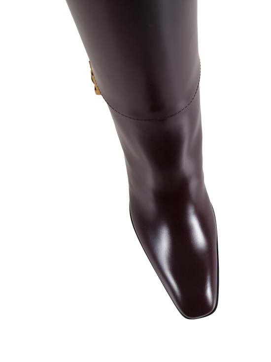 25FW 생로랑 스무스 레더 롱부츠 스무스 가죽 부츠 818207 AAEHR 6033 DEEP WINE - SAINT LAURENT