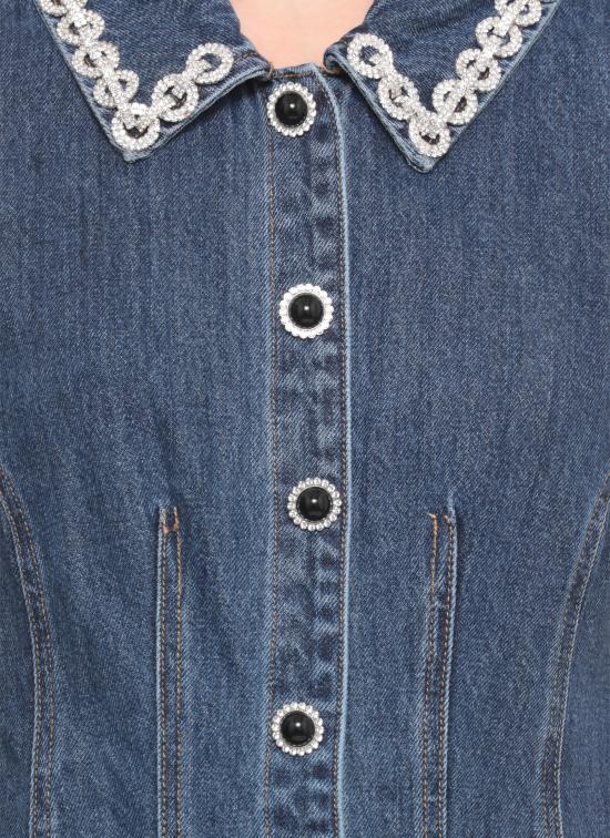 25FW 셀프 포트레이트 미디 원피스 AW25808SBL DENIM CRYSTALBLUE Blue - SELF PORTRAIT