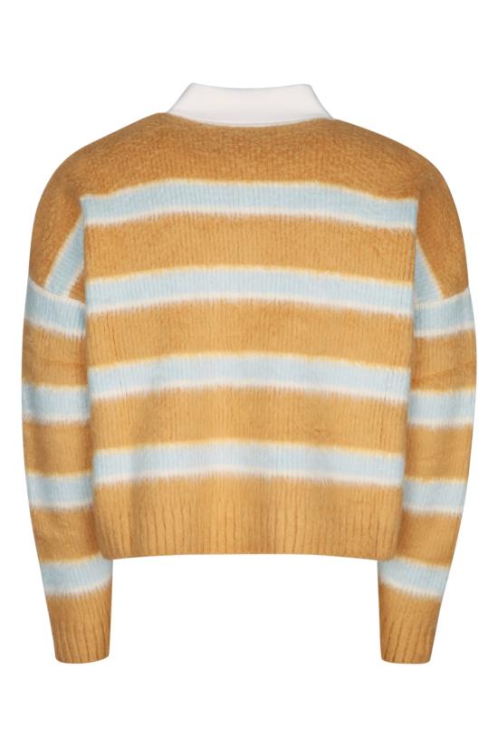 25FW 셀린느 폴로 스웨터 브러쉬드 스트라이프 RY0FQ0ZQJ GBO7 OCHRELIGHTBLUEECRU - CELINE