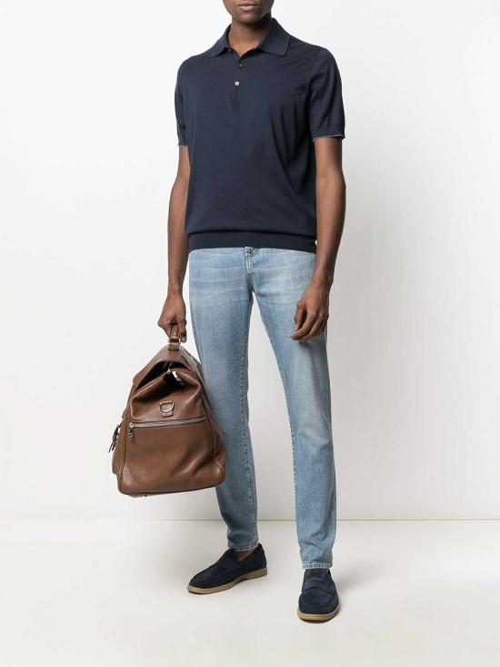  브루넬로 쿠치넬리 폴로 티셔츠 M29800125CW425 Blue - BRUNELLO CUCINELLI