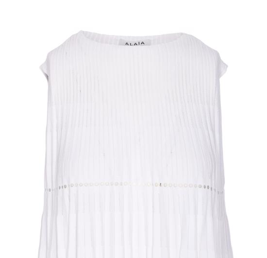 25FW 알라이아 미디 원피스 AA9R2674K078B 000 White - ALAIA