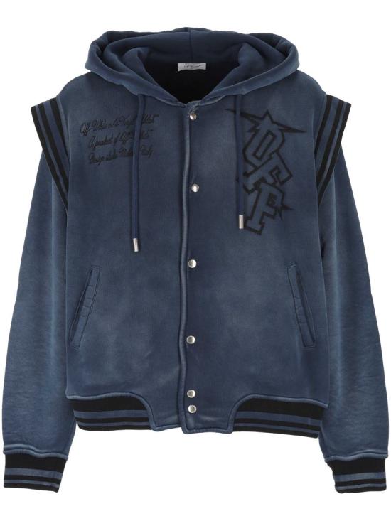 25FW 오프화이트 애로우 플리스 바시티 후드 자켓 OMEK003F25FLE0024343 BLUE