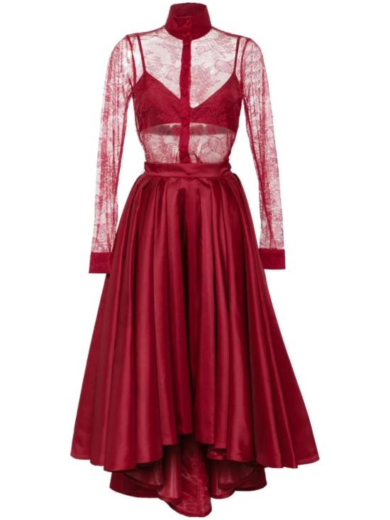  사이드 코베이시 점프수트 레이스 플리츠 플레이수트