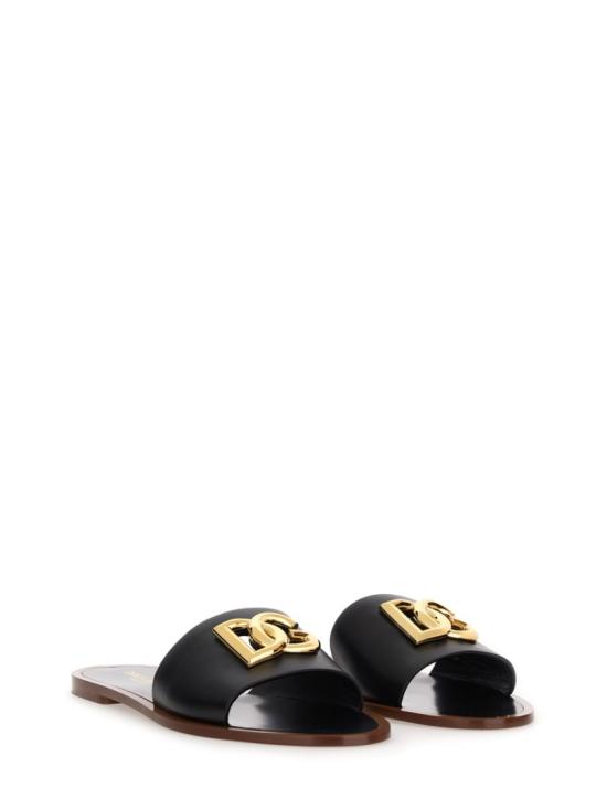 25FW 돌체앤가바나 카프스킨 플랫 슬리퍼 CQ0619 AW57680999 Black - DOLCE & GABBANA