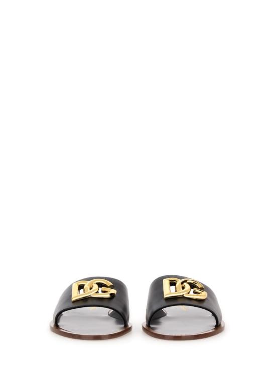 25FW 돌체앤가바나 카프스킨 플랫 슬리퍼 CQ0619 AW57680999 Black - DOLCE & GABBANA