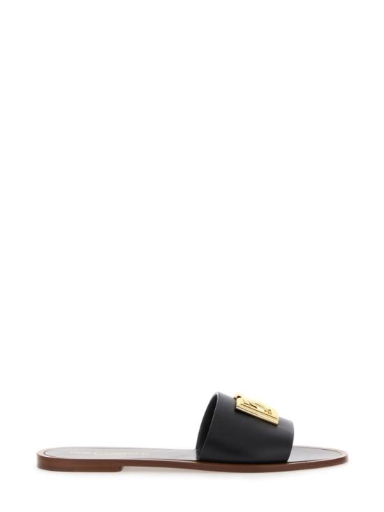 25FW 돌체앤가바나 카프스킨 플랫 슬리퍼 CQ0619 AW57680999 Black