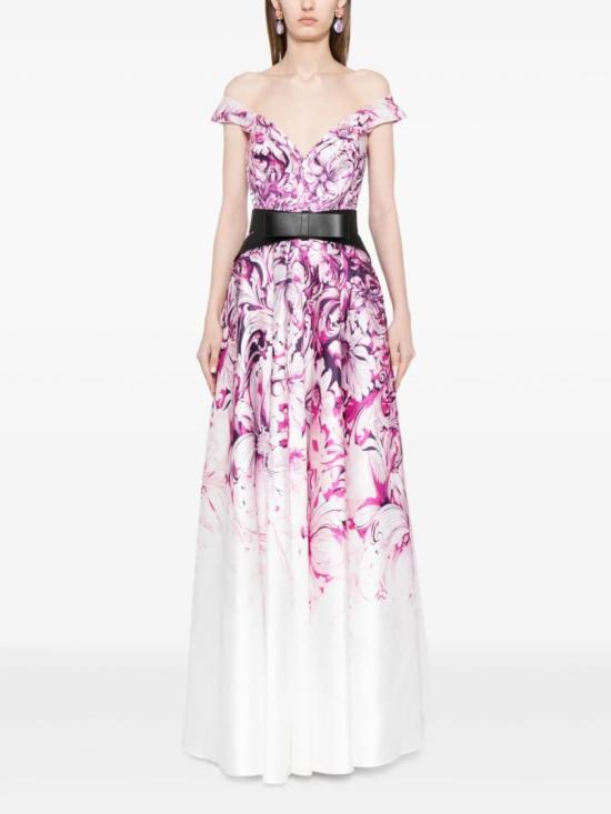  사이드 코베이시 롱 원피스 오프숄더 슬리브 미카도 프린트 드레스 - SAIID KOBEISY