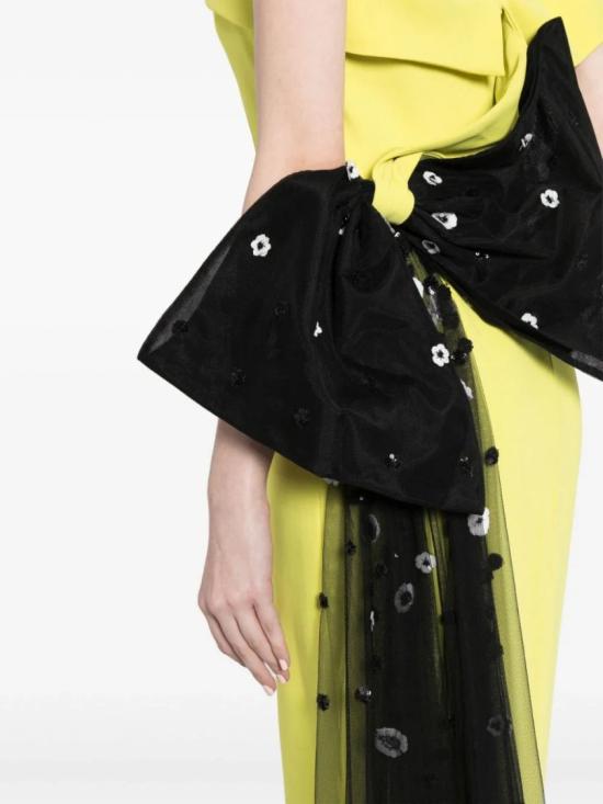  사이드 코베이시 롱 원피스 얇은 명주 리본이 달린 크레이프 오프숄더 드레스 - SAIID KOBEISY