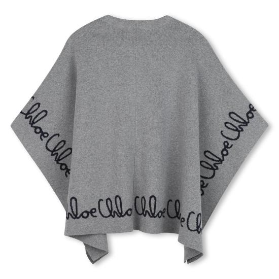 25FW [키즈] 끌로에 로고 자수 판초 C20667 A46 Grey - CHLOE