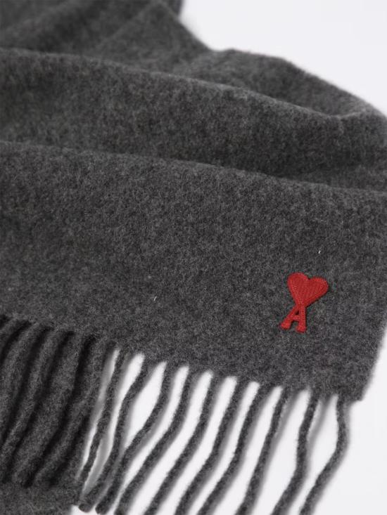 25FW 아미 스몰 하트 로고 울 클래식 머플러 BFUSF405334 061 Grey - AMI