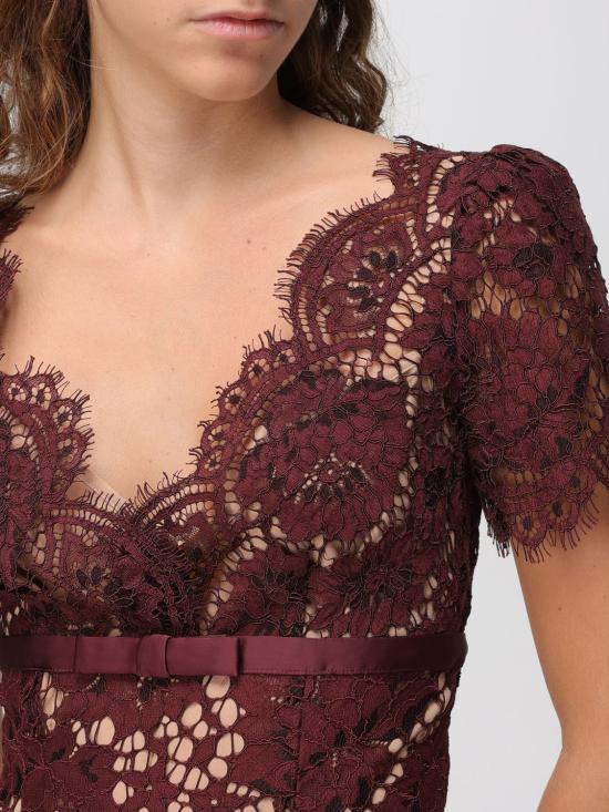 25FW 셀프 포트레이트 롱 원피스 AW25096MBU Burgundy - SELF PORTRAIT